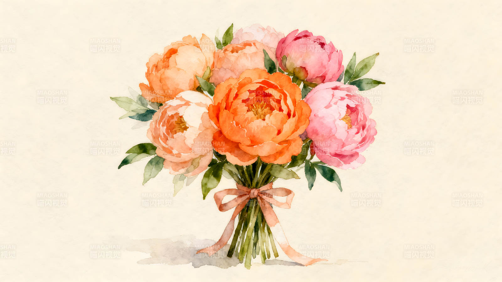 水彩花束鲜艳明亮美丽动人图片