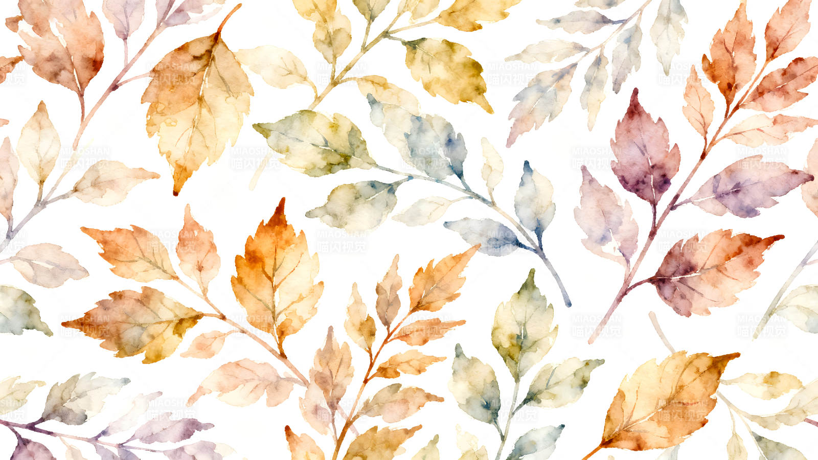 水彩秋叶图案优雅清新图片