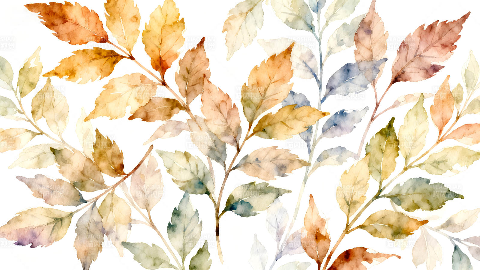 水彩秋叶装饰图案唯美清新图片
