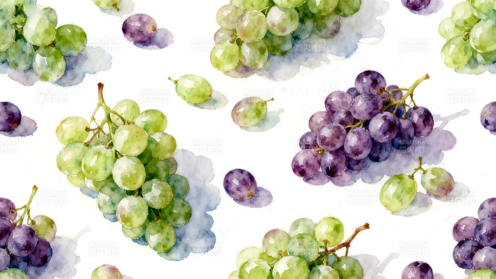 水彩葡萄图案鲜艳色彩风格清新图片