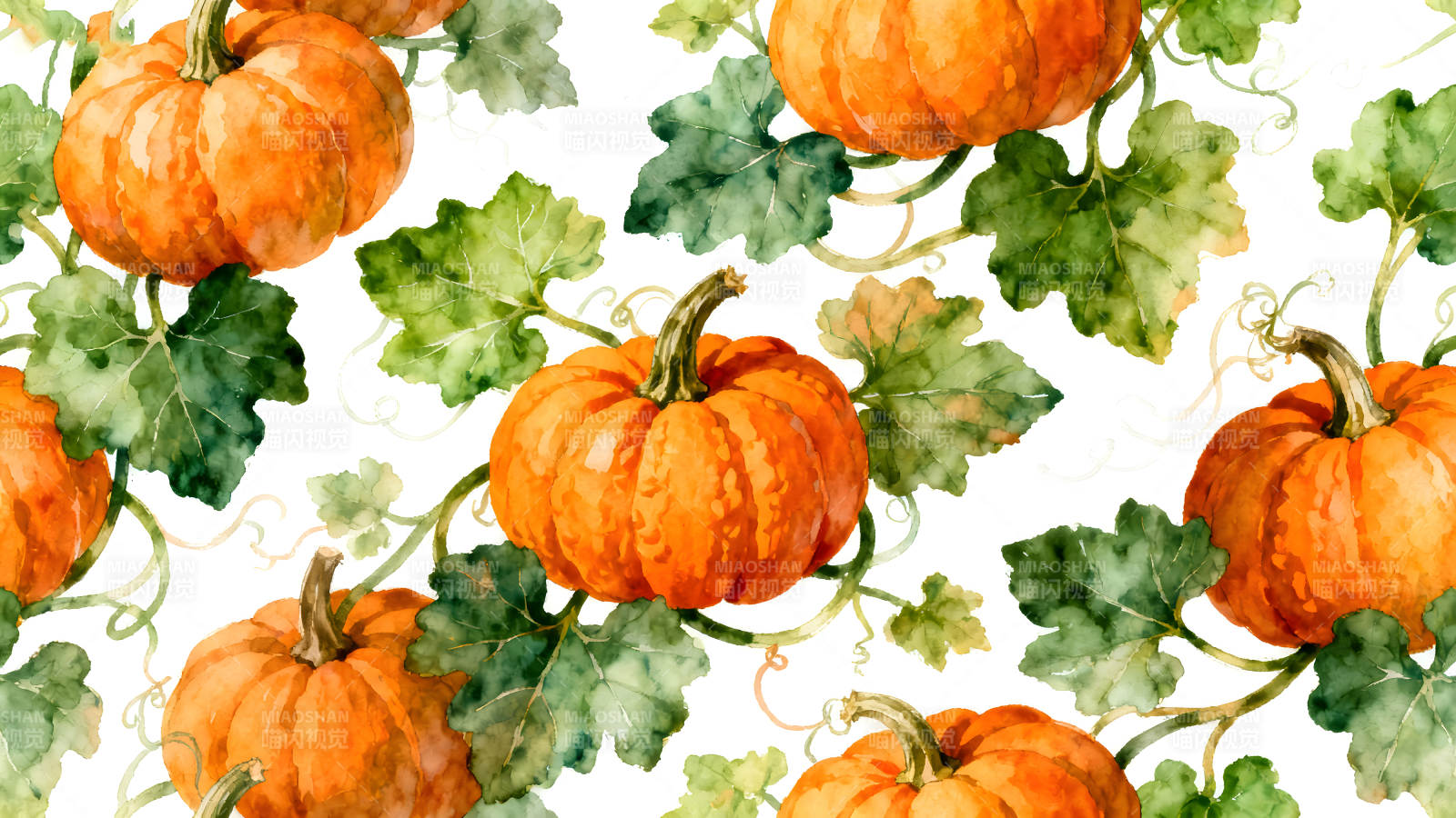 秋日南瓜叶子装饰图案图片
