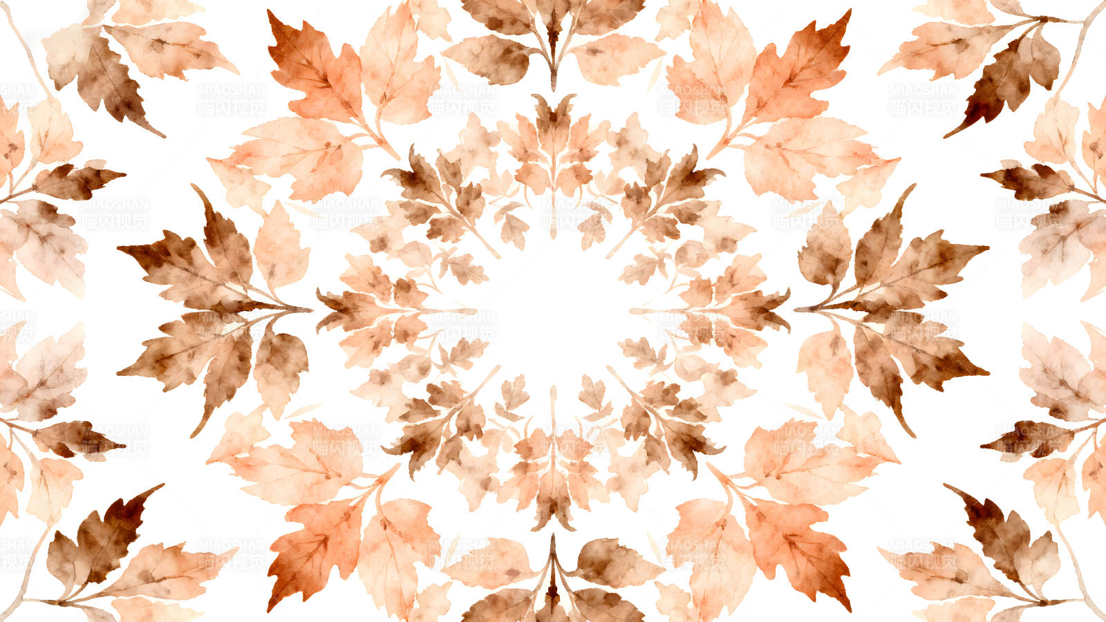 叶子水彩绘画对称艺术图案图片