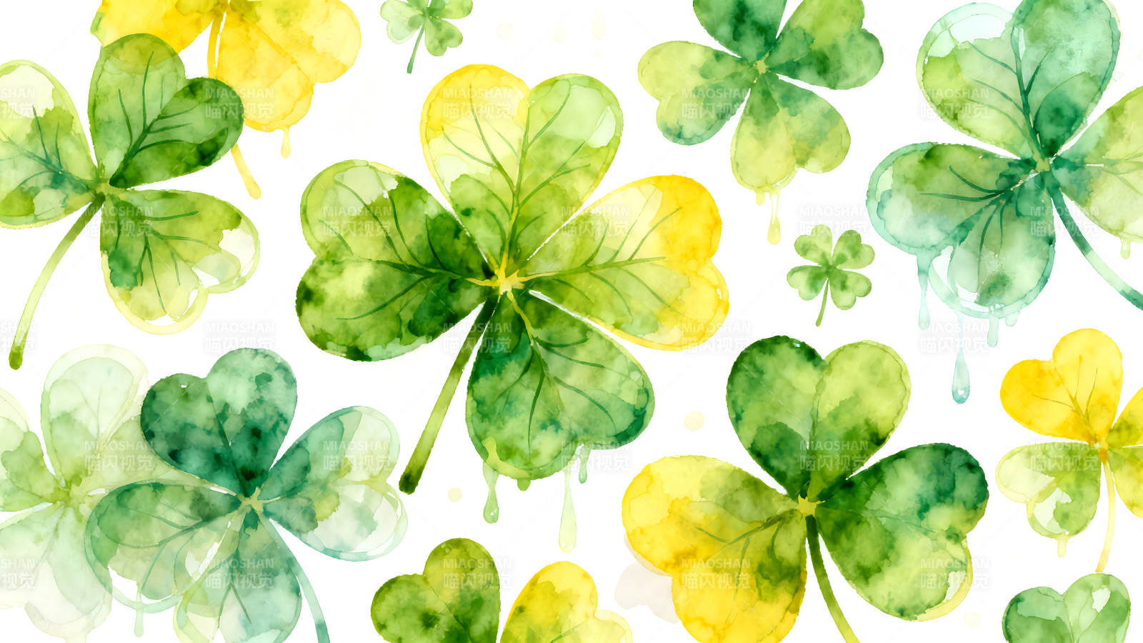 水彩三叶草图案节日的背景图片