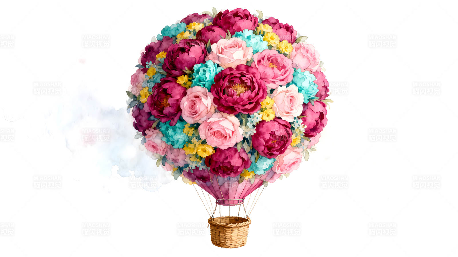 花朵热气球彩色梦幻浪漫意境图片