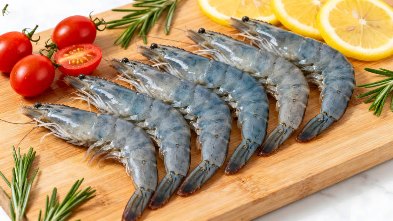 新鲜虾类食材摆拍图片