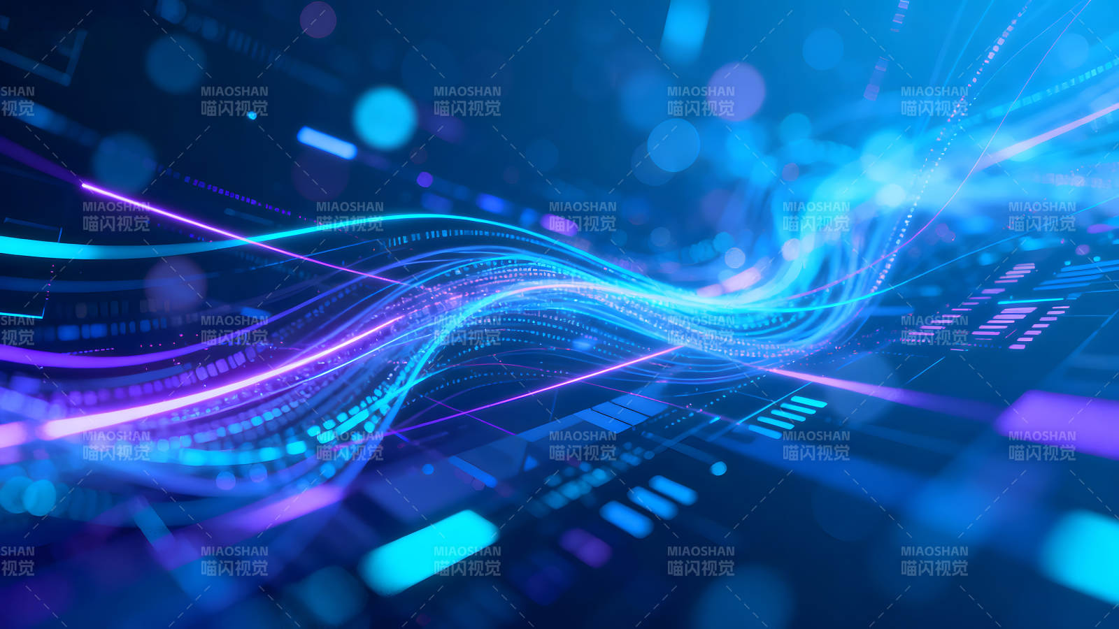 科技感十足的蓝色光线流动抽象图像图片