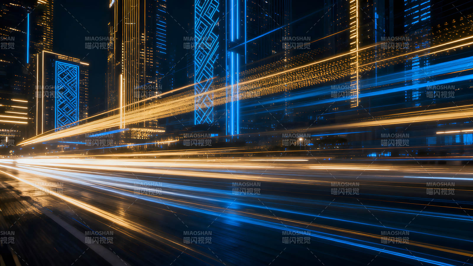 夜景城市车流光影图片