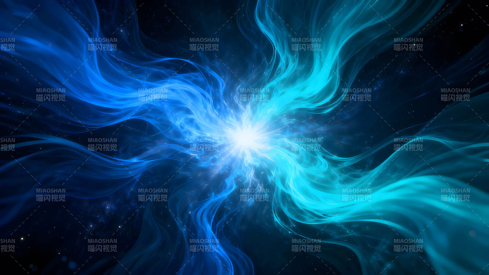 宇宙能量爆发蓝色光芒图片