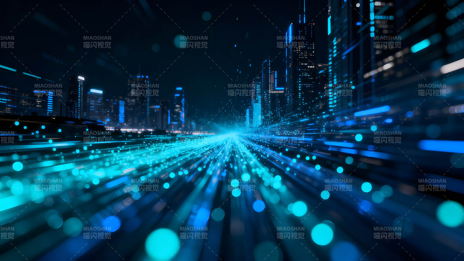 未来都市光束科技感夜景图片