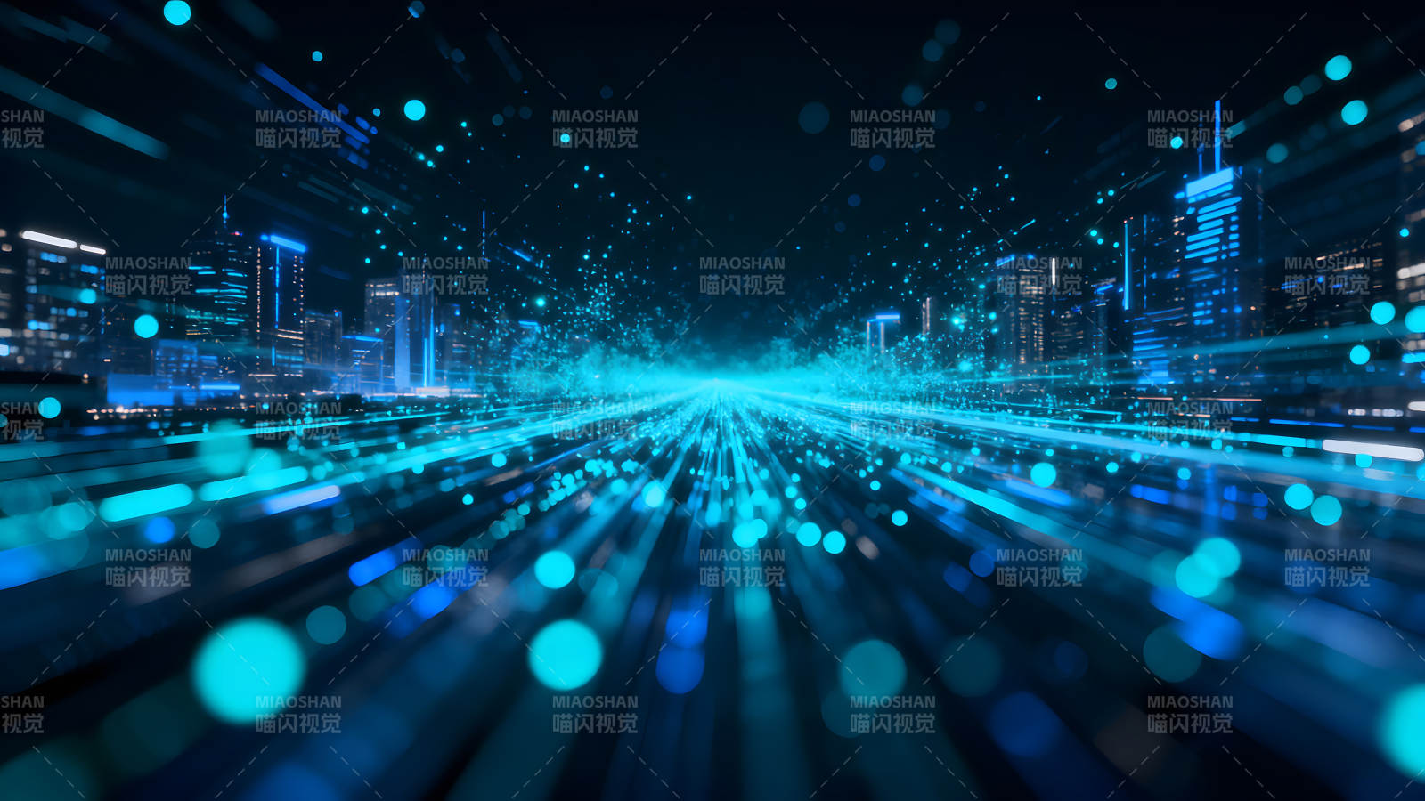 未来城市数据传输景象图片