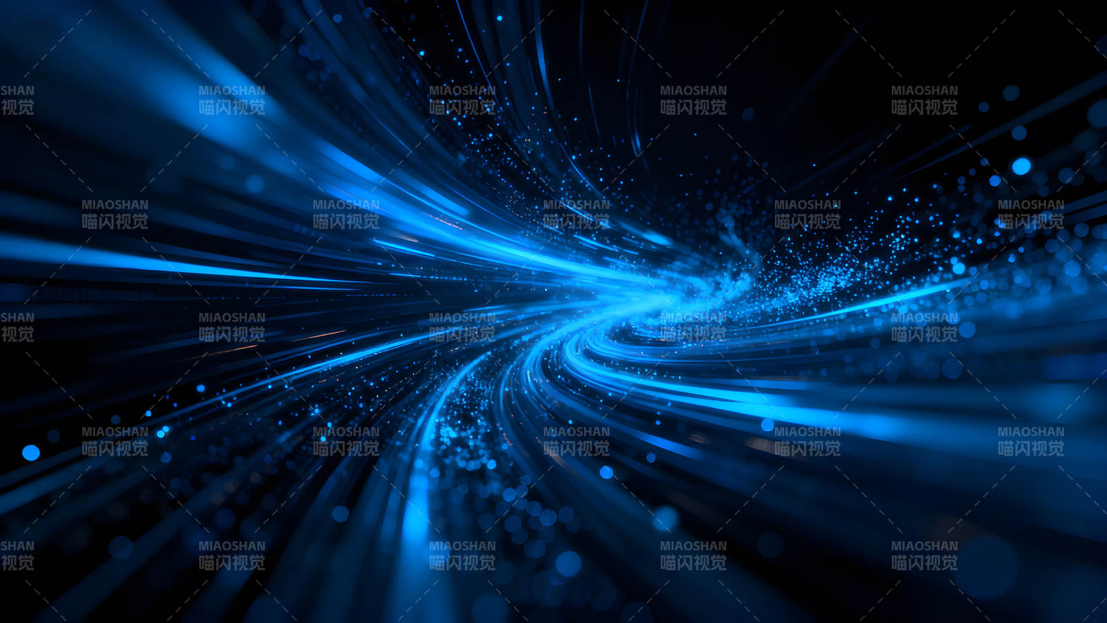 蓝色能量汇聚形成漩涡状景象图片