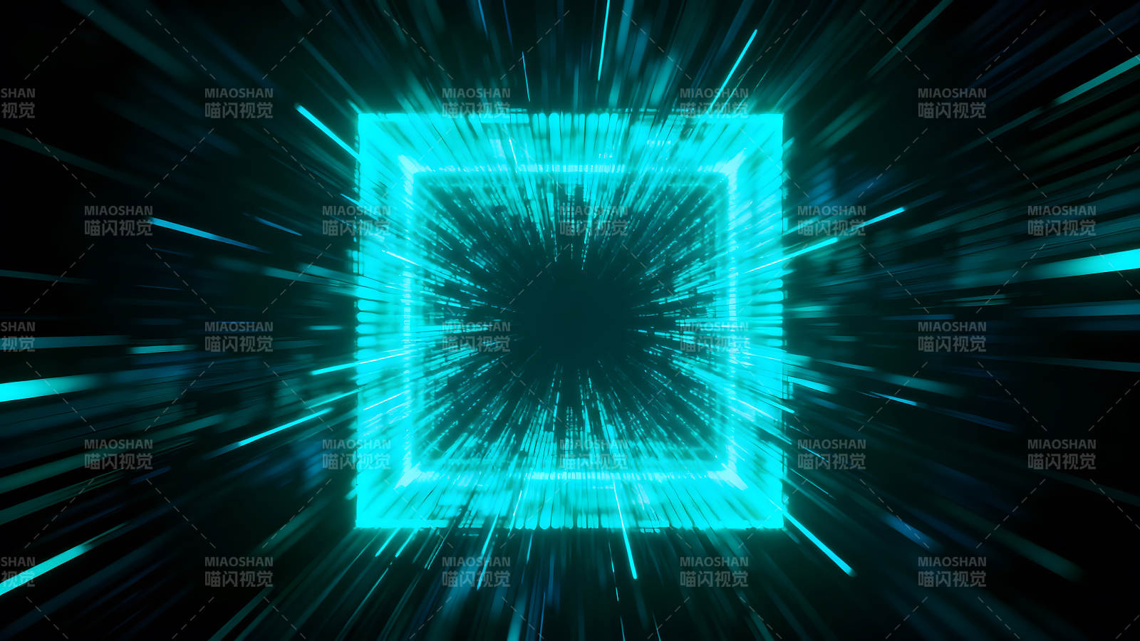 蓝色光线穿梭方框之中图片