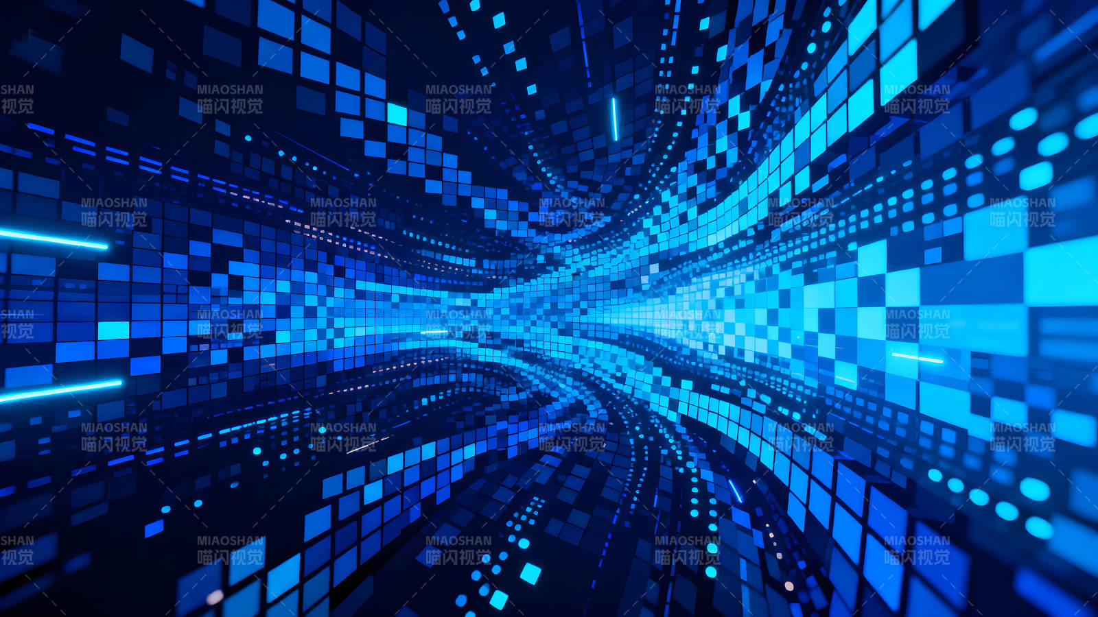 蓝色像素科技感抽象艺术图片