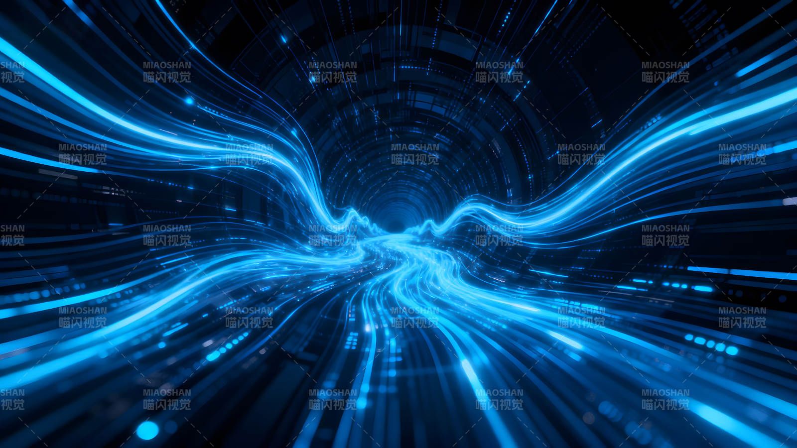蓝色科技隧道光线流动图片