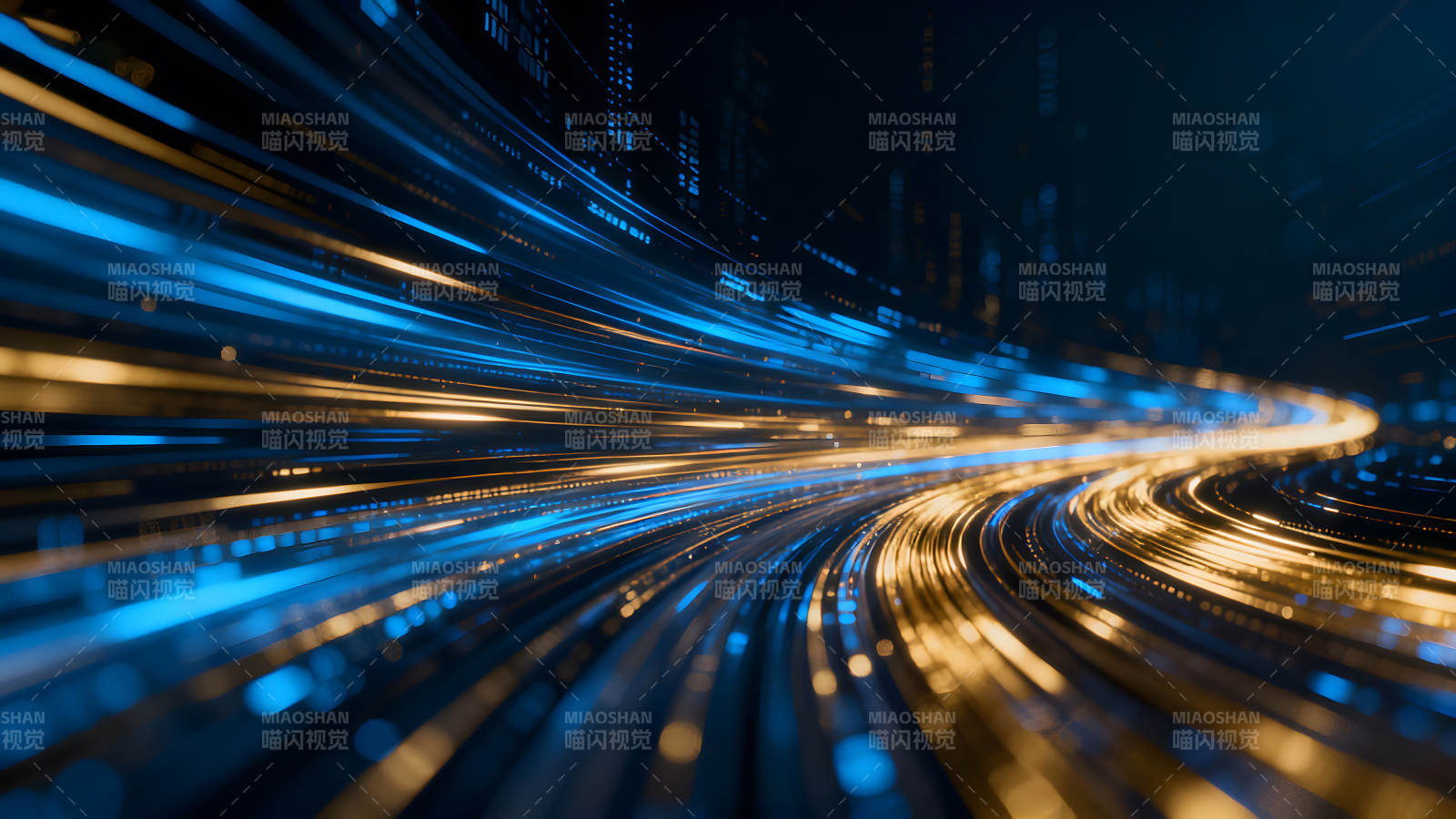 蓝色金色光线特效视觉冲击图片