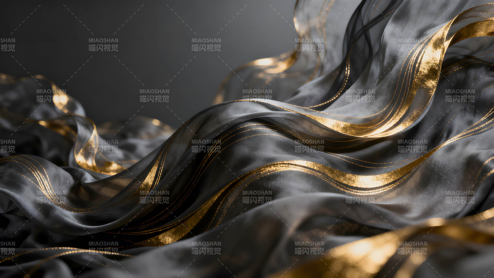 丝绸与金箔装饰的抽象艺术图片