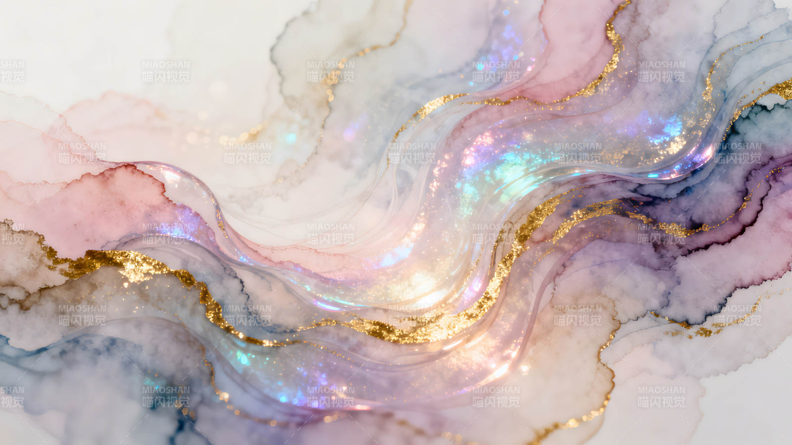 抽象水彩流体艺术闪耀光芒金色点缀图片