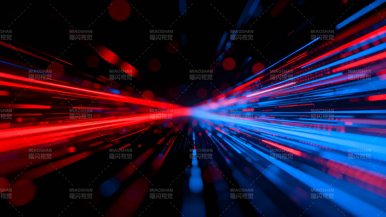 抽象红蓝线条汇聚黑色背景图片