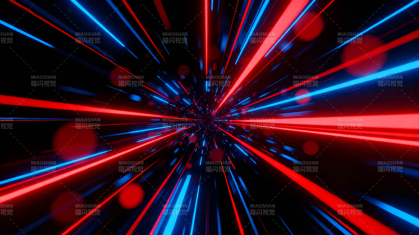 红蓝光线穿梭星空图片