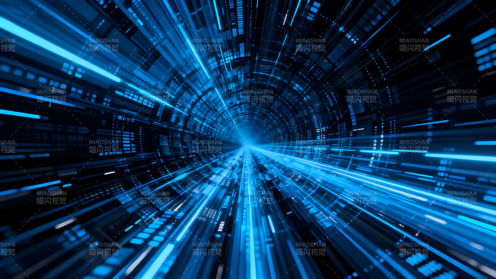 蓝光隧道科技感十足的视觉效果图片