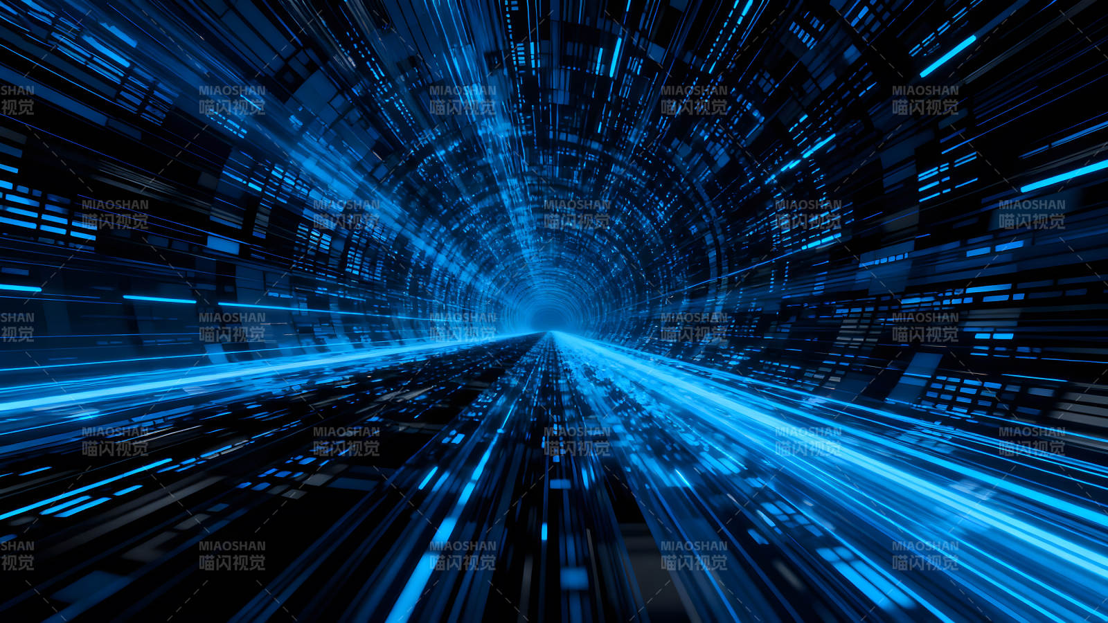 蓝色科技隧道光线交织未来图片