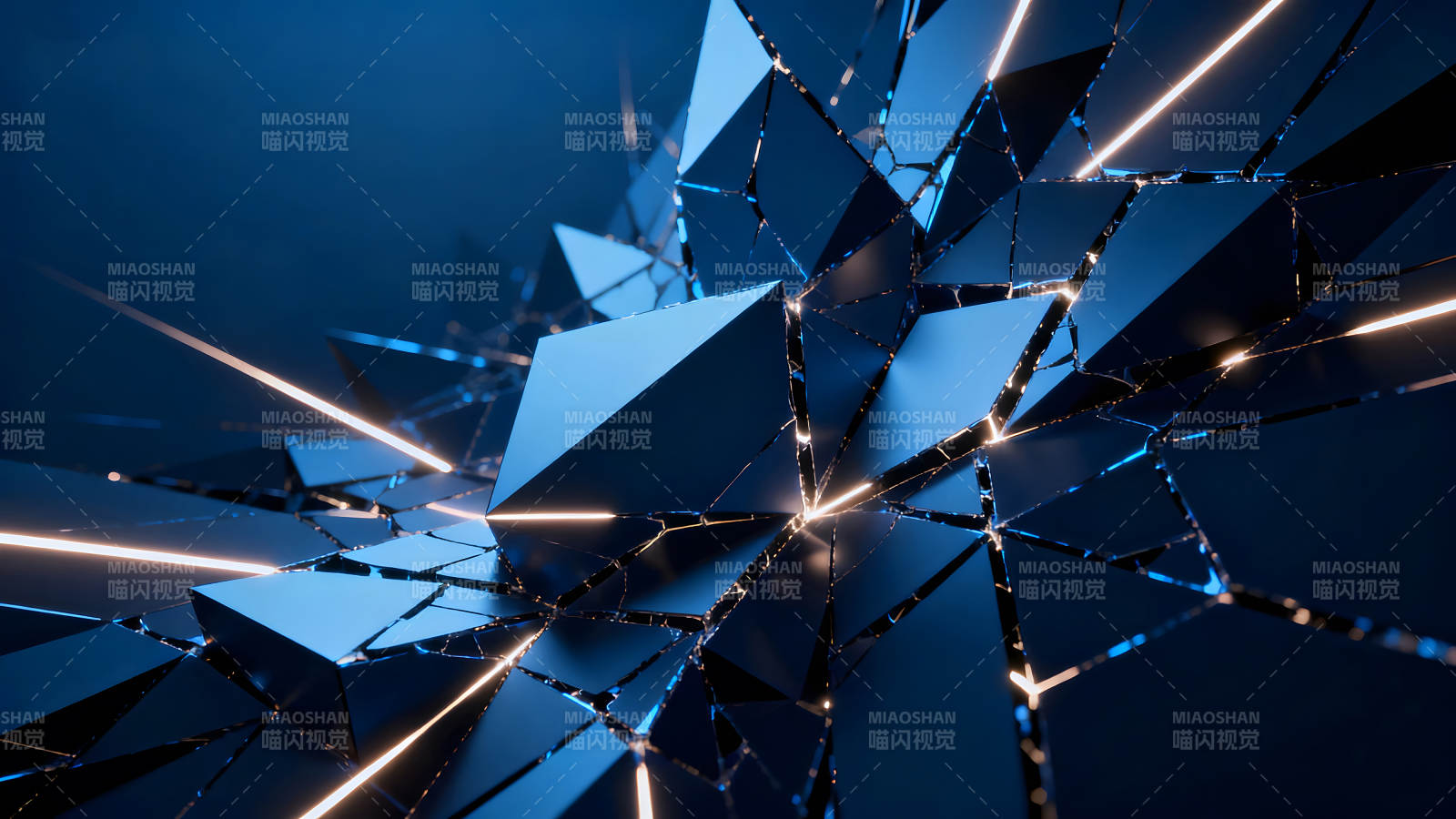抽象几何图形破碎发光蓝色背景图片