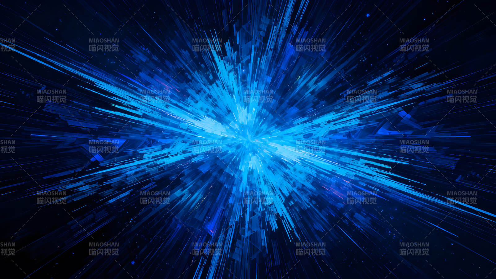 蓝色能量爆发抽象艺术星辰绽放图片