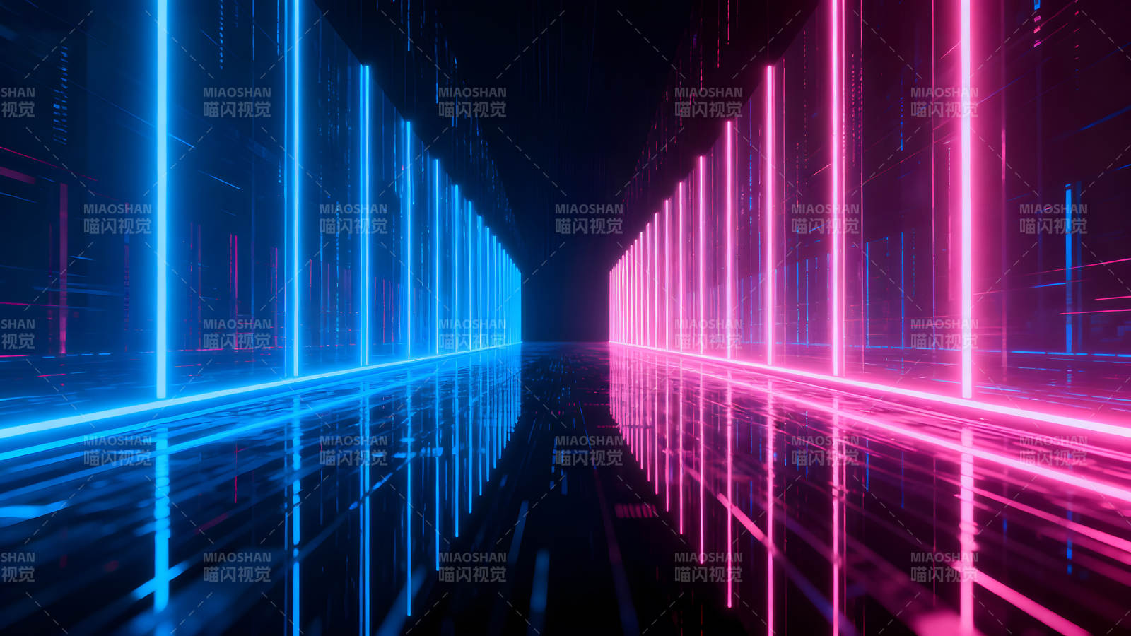 未来科技感蓝色与粉色光线交织图片