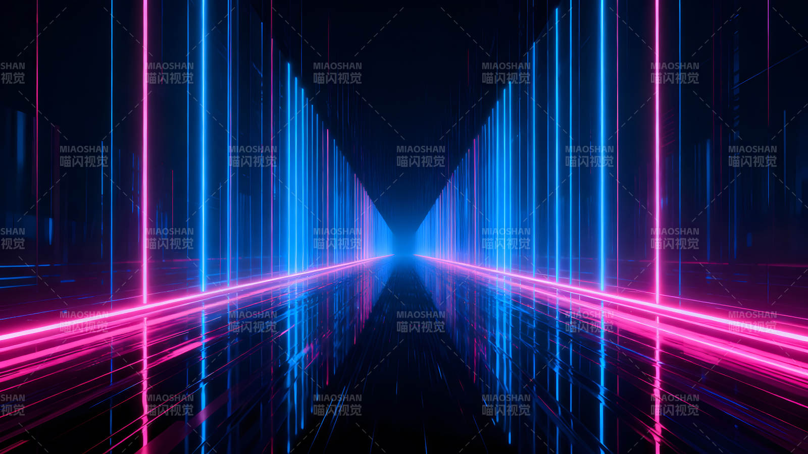 霓虹灯光隧道抽象场景图片