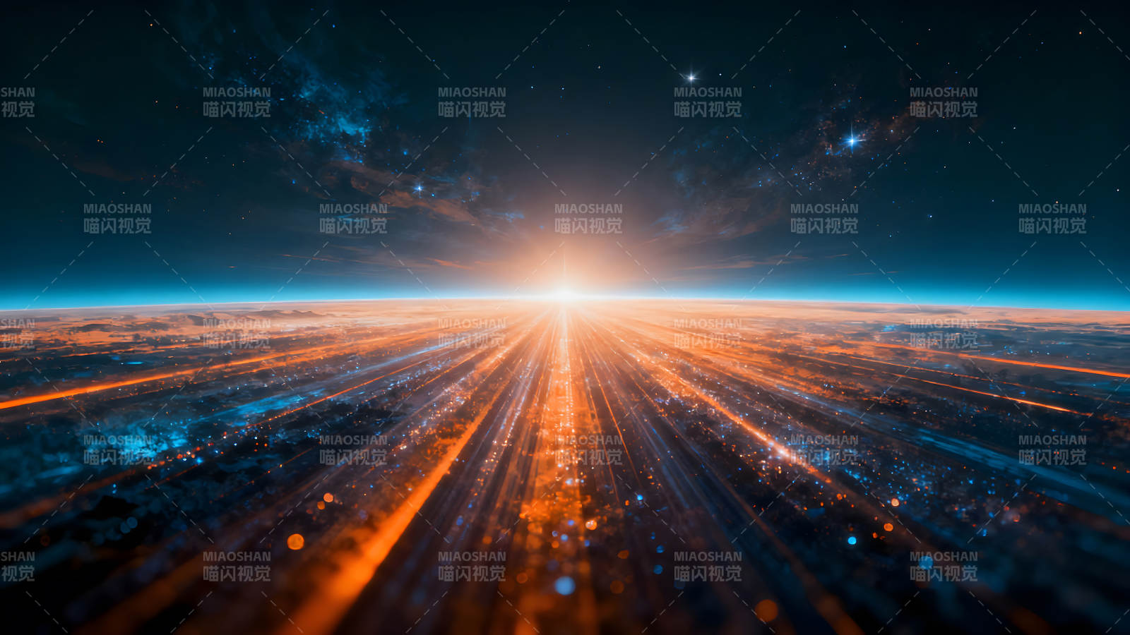 星空下的光芒穿透大地图片