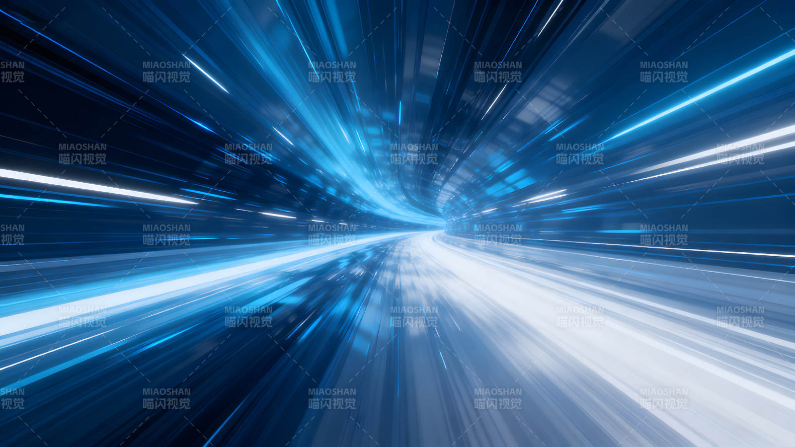 蓝色光速隧道视觉效果图片