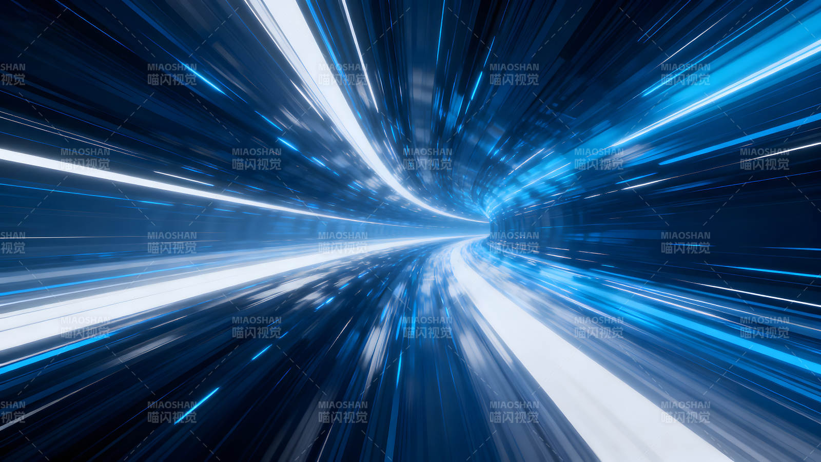 蓝光隧道科幻感十足图片