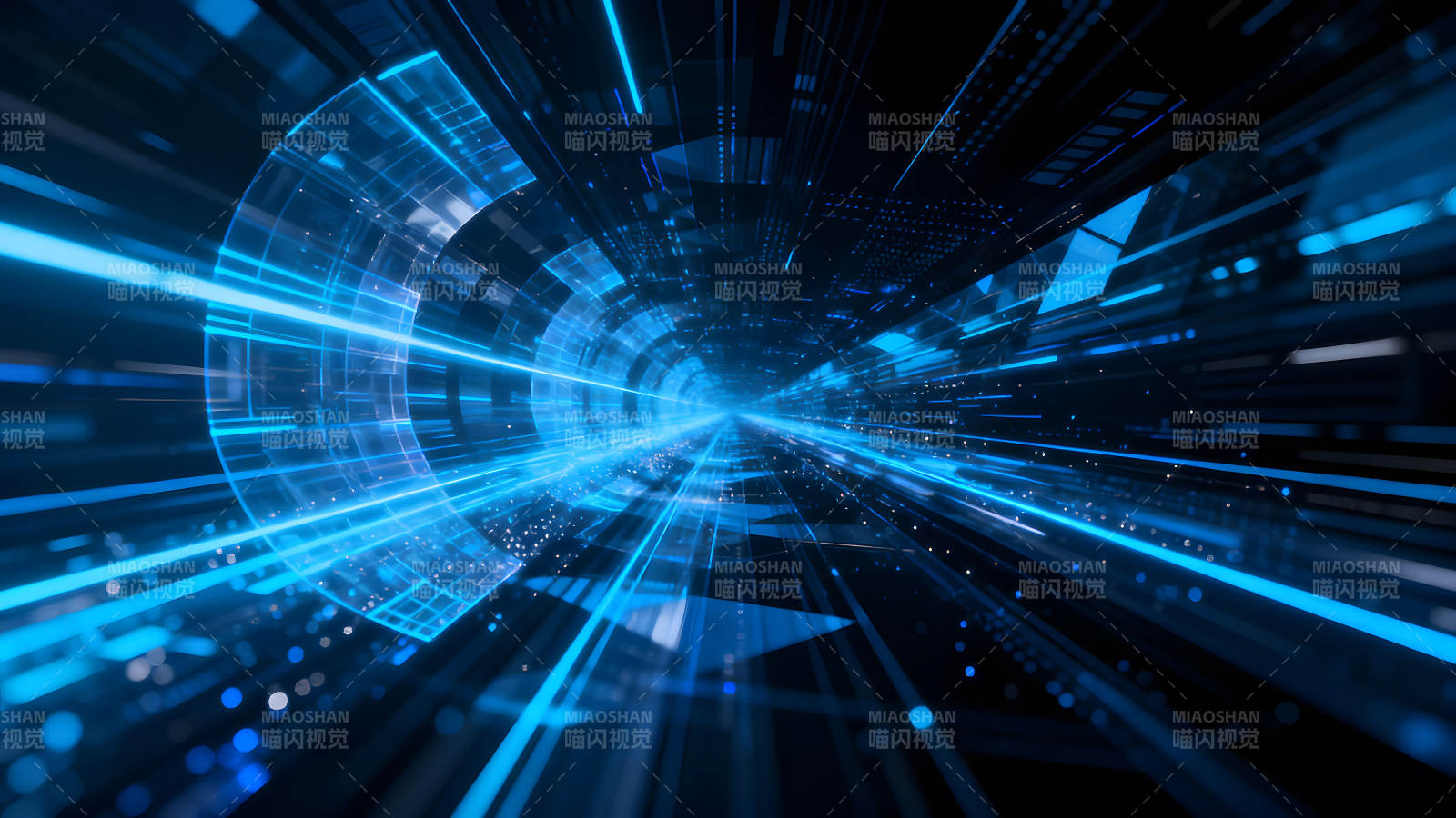科技感未来隧道蓝色光线视觉图片