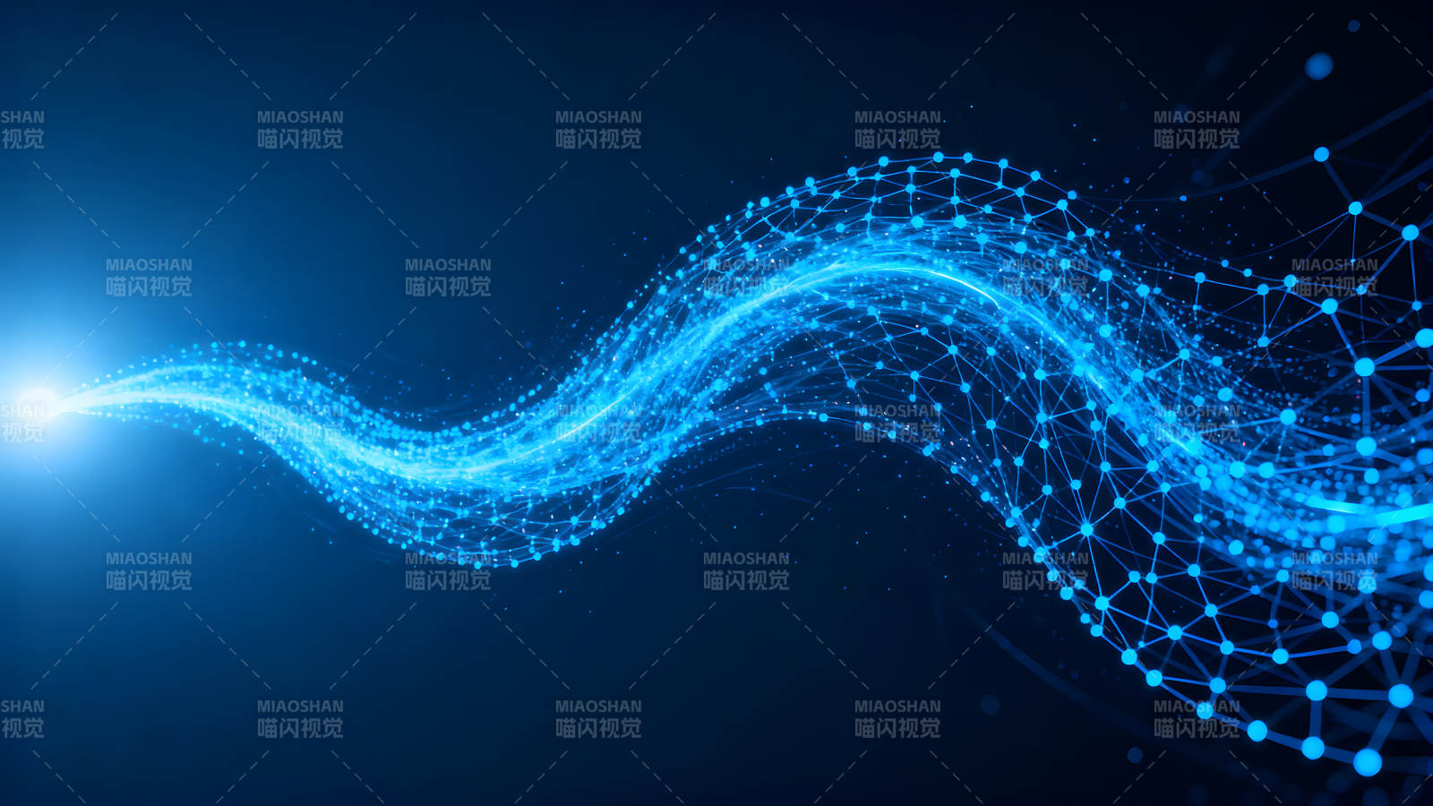 蓝色数据光波流动科技感十足图片