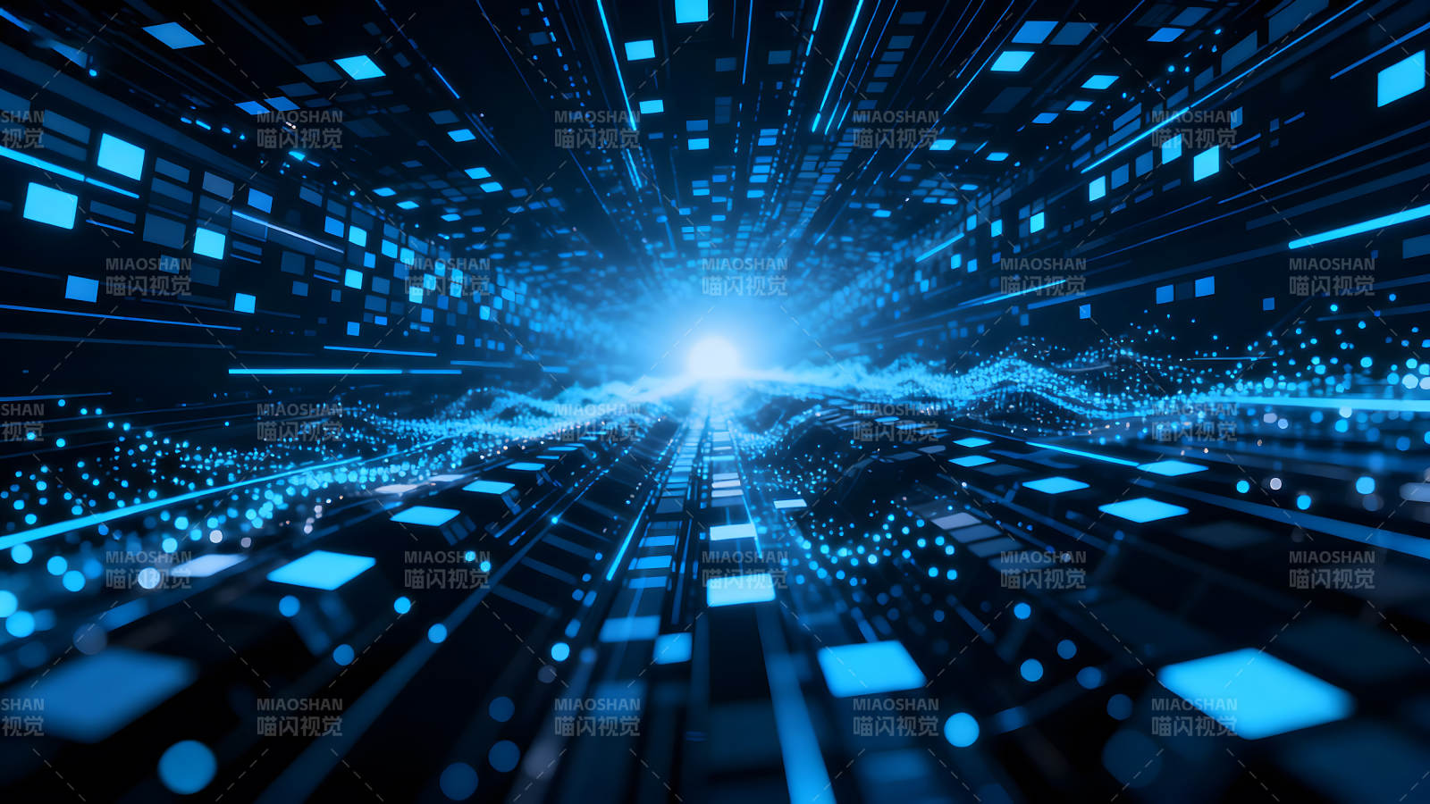 科技感十足的蓝色数字通道图片