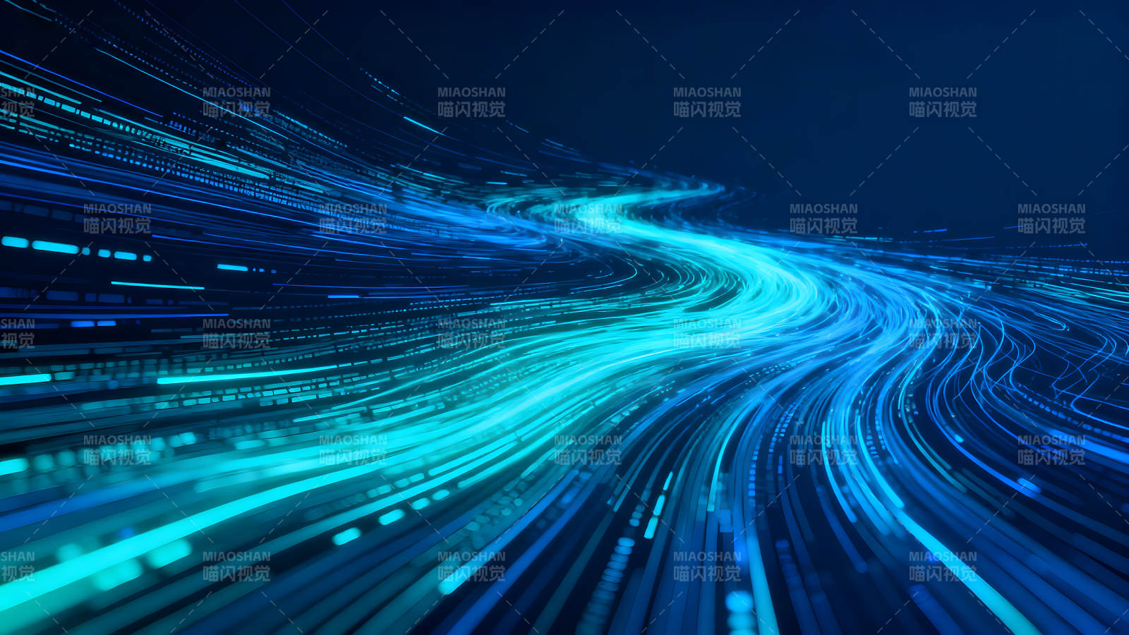 流光溢彩蓝色线条组成的抽象艺术图片