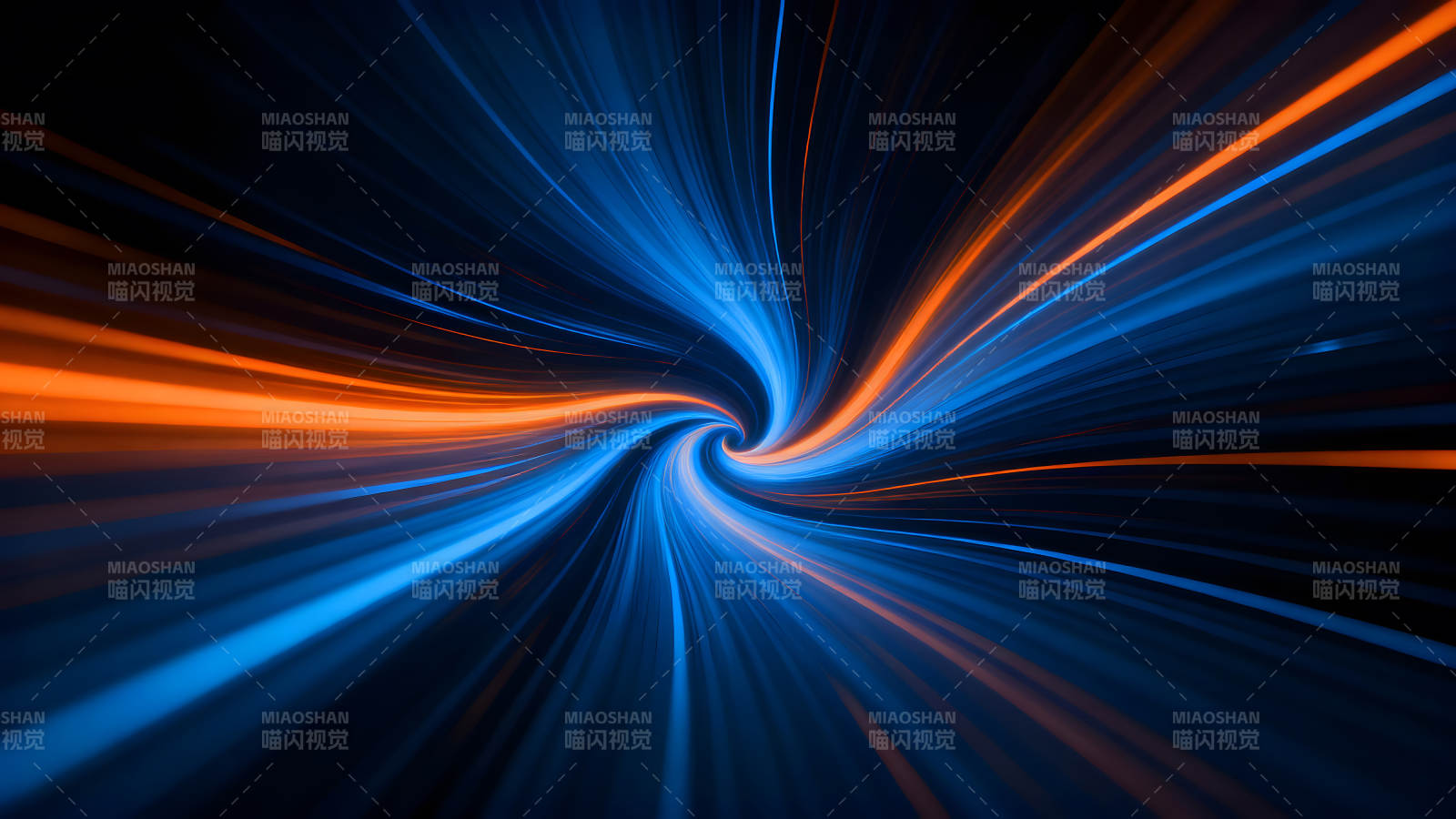 蓝橙色光线涡旋抽象设计图片