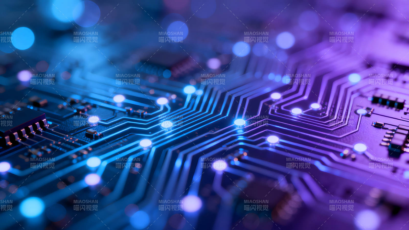 电路板科技感蓝色光效图片