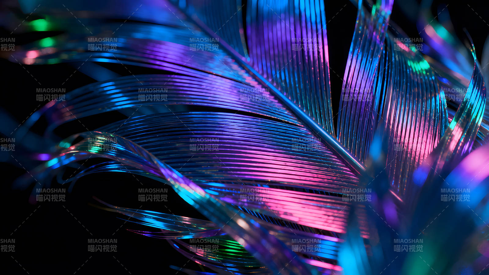 霓虹羽毛的特写光线下的奇幻纹理图片