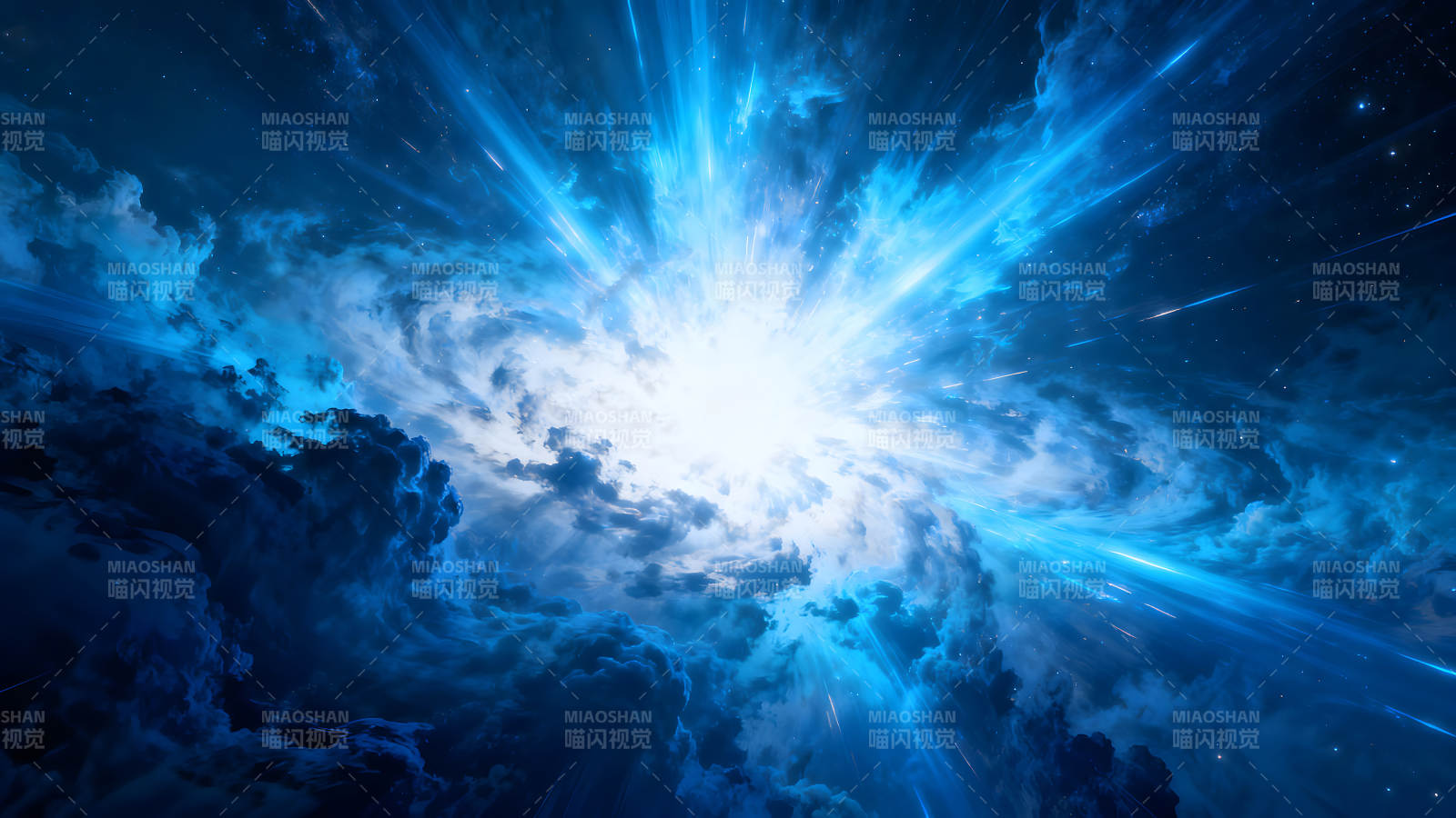 宇宙爆发能量四射蓝光冲击璀璨星空图片