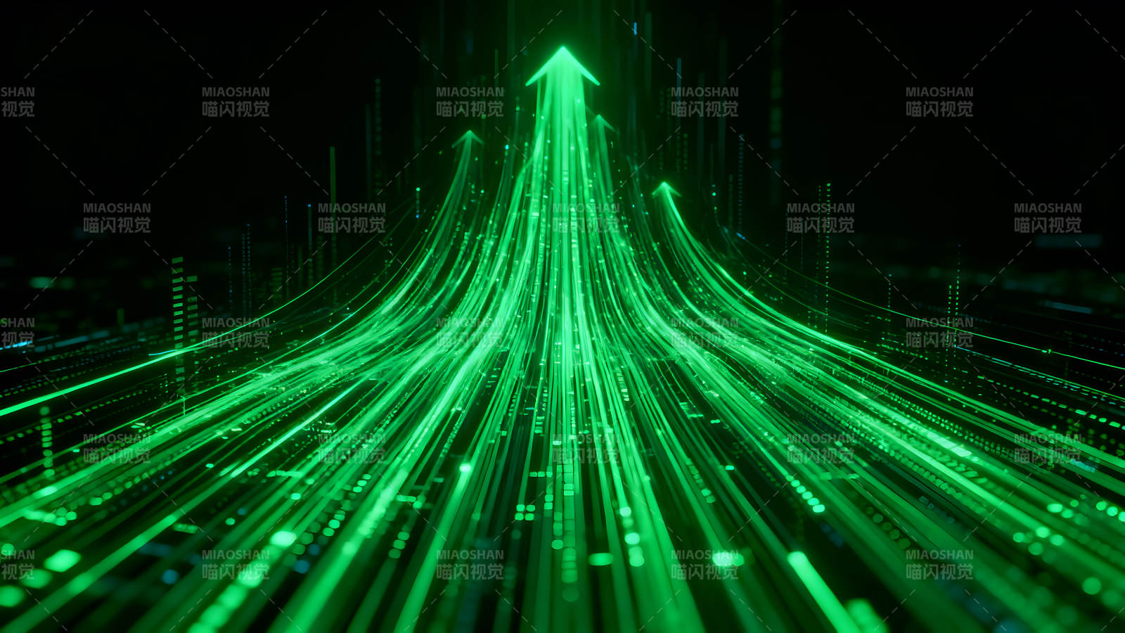 绿色光线向上箭头数据增长图片