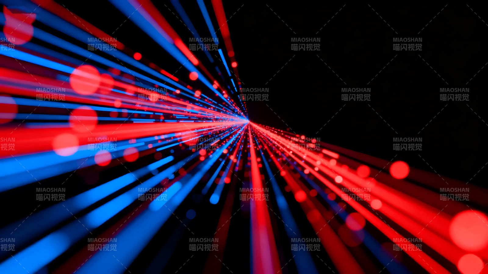 红蓝光线汇聚于一点抽象视觉图片