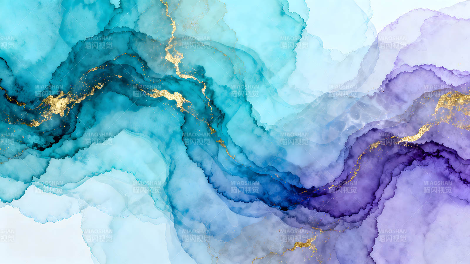水墨晕染艺术抽象金箔点缀色彩唯美图片