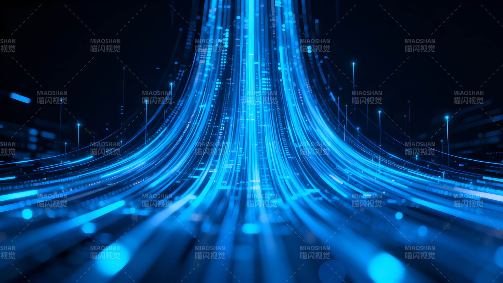 蓝色线条数据流动科技感图片