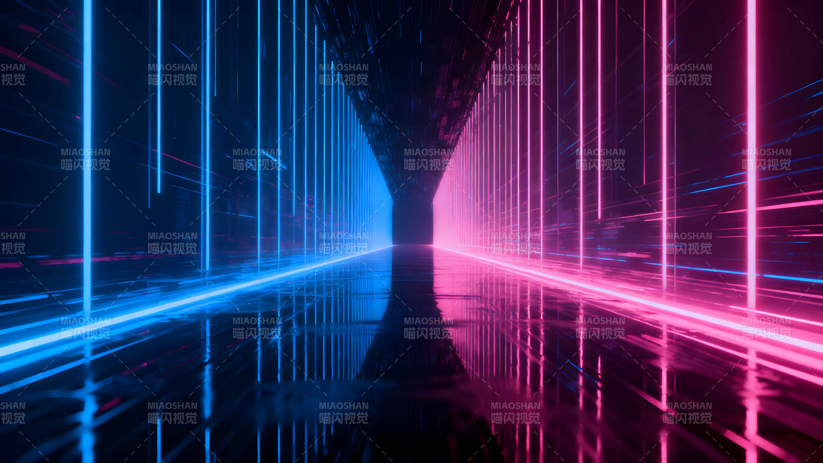 霓虹灯光隧道抽象艺术图片