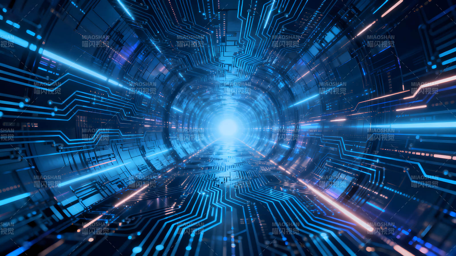 未来科技隧道蓝色电路光图片