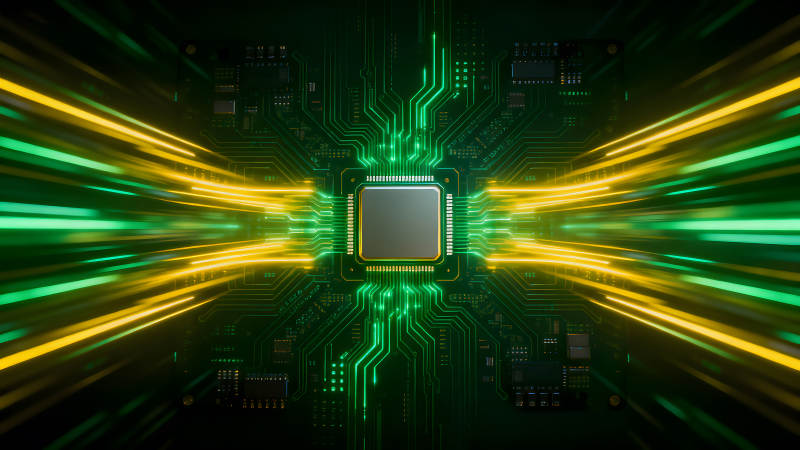 电路板芯片科技感十足的动态光线图片