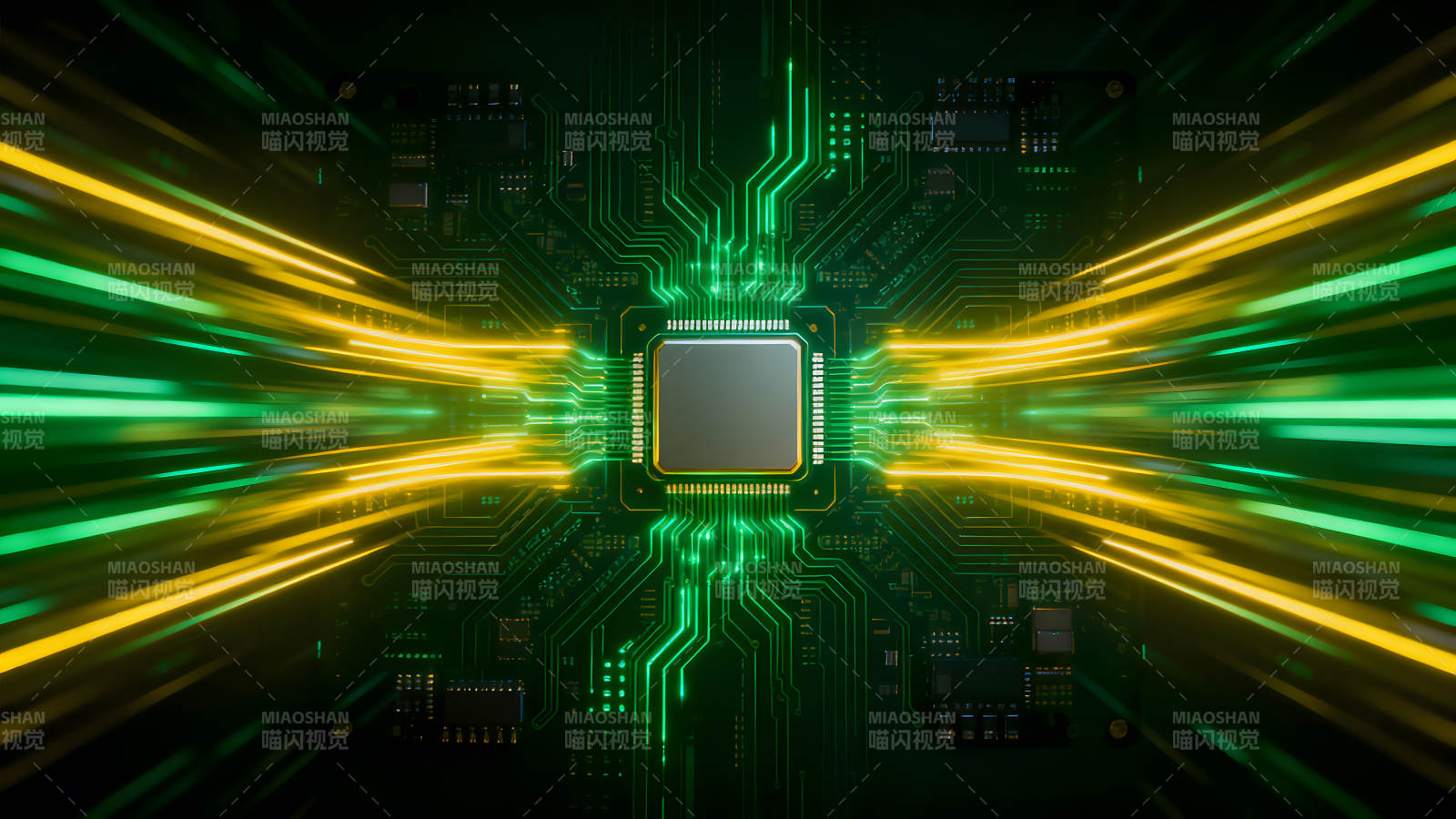 电路板芯片科技感十足的动态光线图片