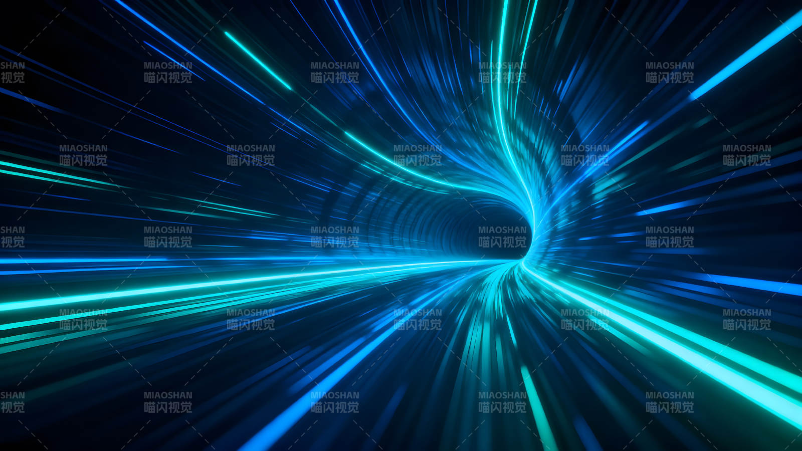 蓝色光线隧道科幻感十足图片