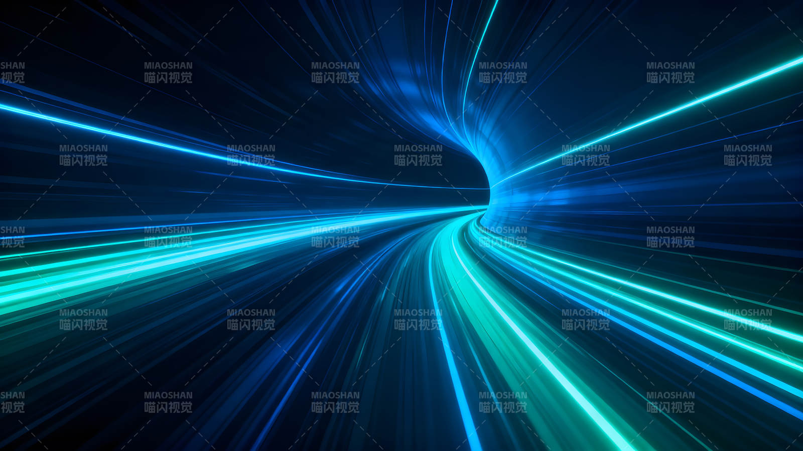 蓝色光束隧道高速穿梭图片